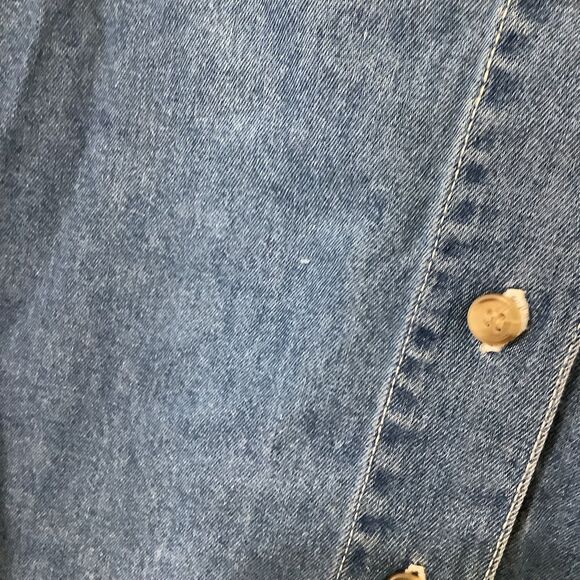 Vintage 90s Denim Wearable Art Fish Artsy Embroidered Sleeveless Button Down XL - Picture 4 of 8